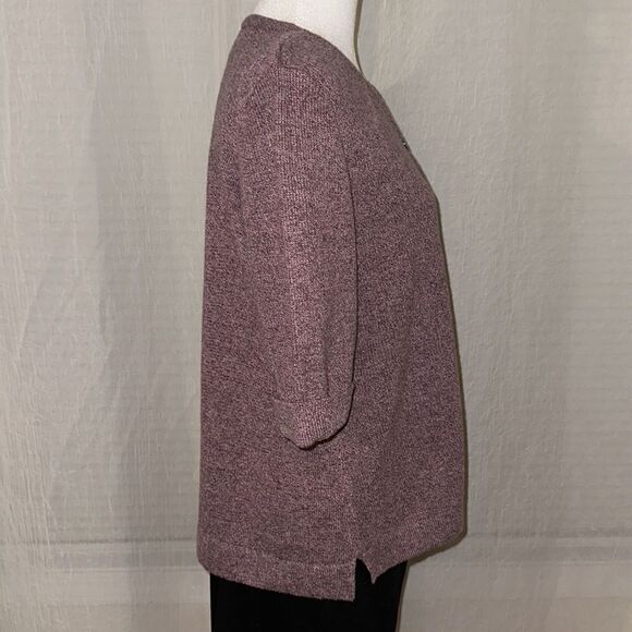 Crazy Horse LP Lavender Purple Heathered Cuffed Quarter Sleeve Cardigan - Picture 7 of 12